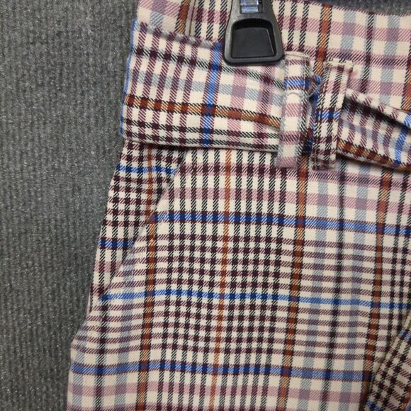 HM Wide Leg Pants Womens 8 Plaid Tie Belt High Rise Waist Pockets Office Career - Picture 4 of 14